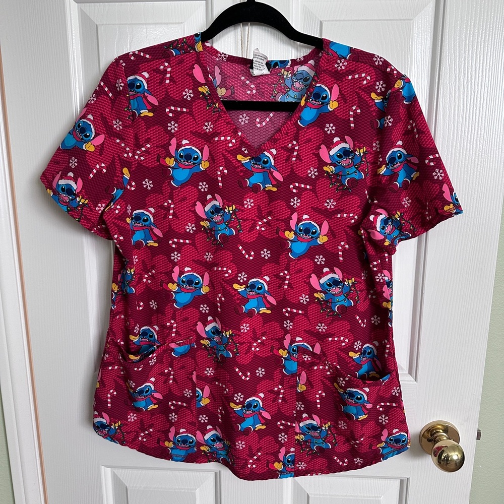 Stitch Christmas scrub top